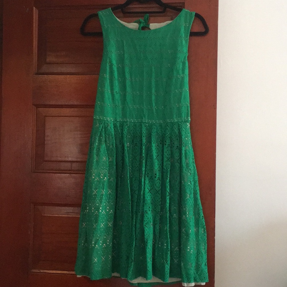 Anthropologie Green Eyelet Dress